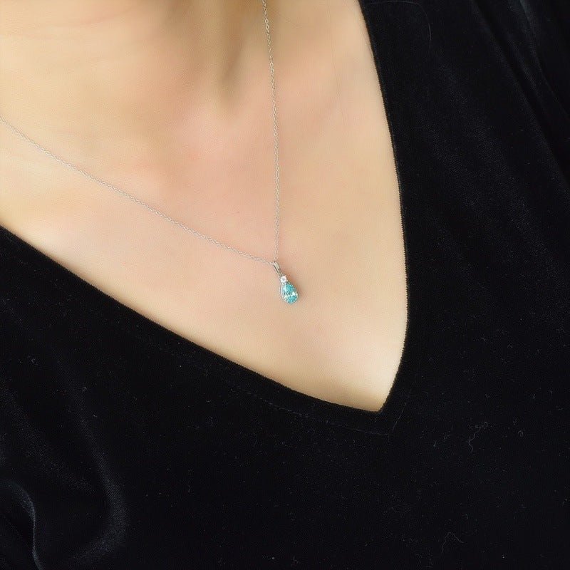 VVS Moissanite Teardrop Pendant Necklace with Halo Accent – view 4