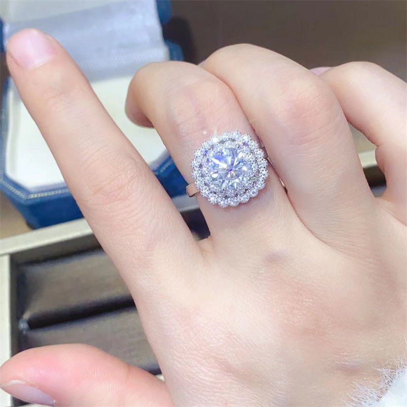2 Carat Moissanite Halo Ring for Women, Round Engagement Ring, Promise Ring, Sizes 9-20 – view 4