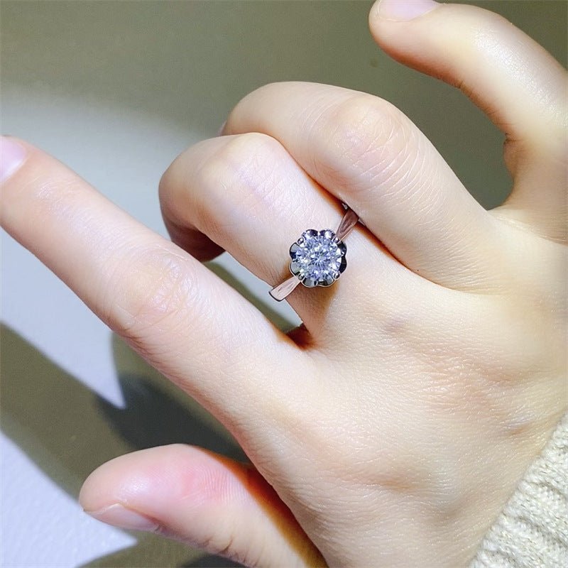 Moissanite Open Ring for Women, Double Round Stone Wrap Ring, Promise Engagement Style Ring – view 4