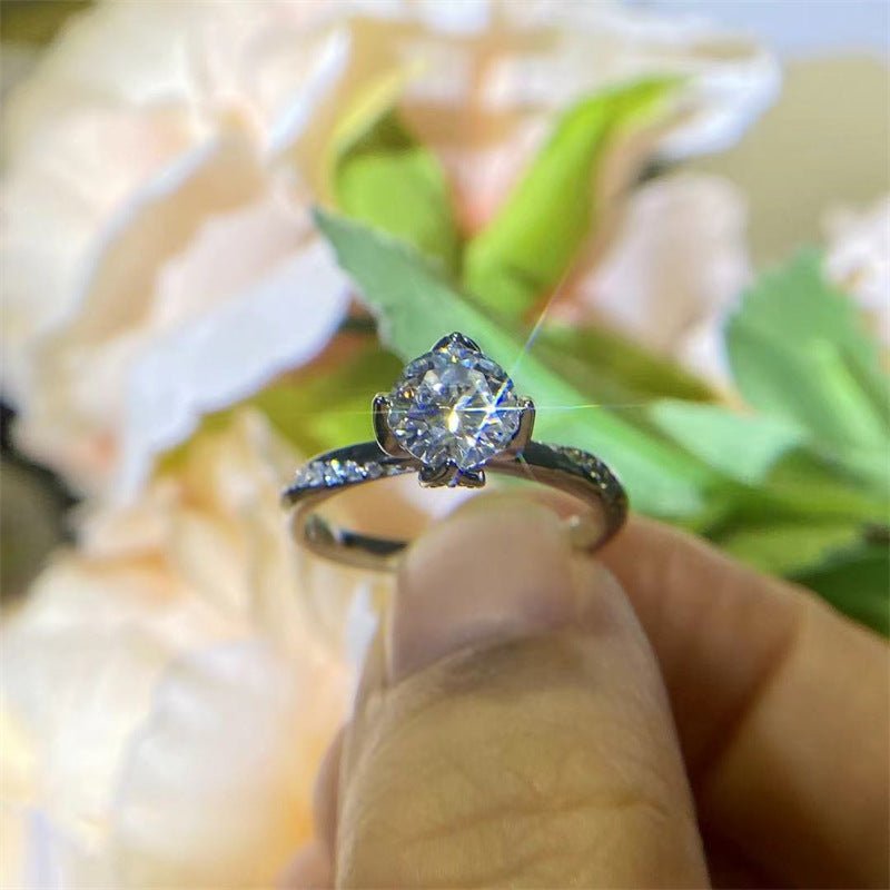 Flower Bud Moissanite Ring for Women, Adjustable Open Band Promise Engagement Ring – view 4