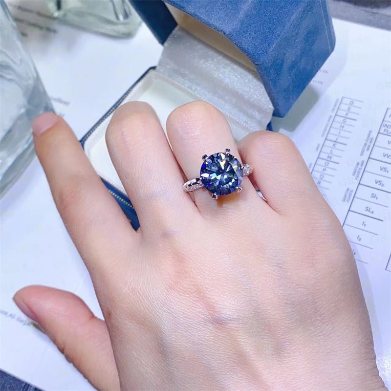 5 Carat Gray Moissanite Ring for Women, Geometric U-Shape Solitaire Engagement Ring – view 4