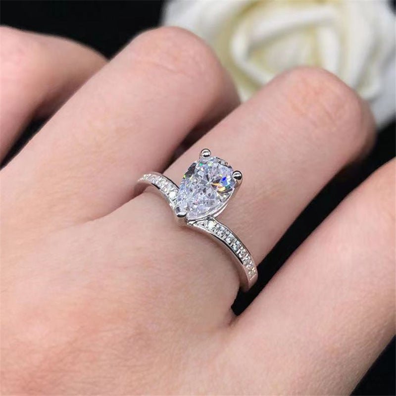 1 Carat Pear Cut Moissanite Ring, Adjustable Promise Engagement Ring for Women – view 4