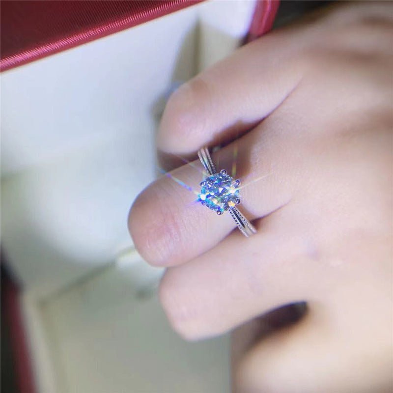 D Color VVS1 Moissanite Ring, Round Cut Ribbon Band – view 4