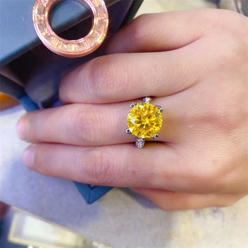 Yellow Moissanite Ring, 5 Carat Women's Statement Ring, Sizes 9-19 – view 4