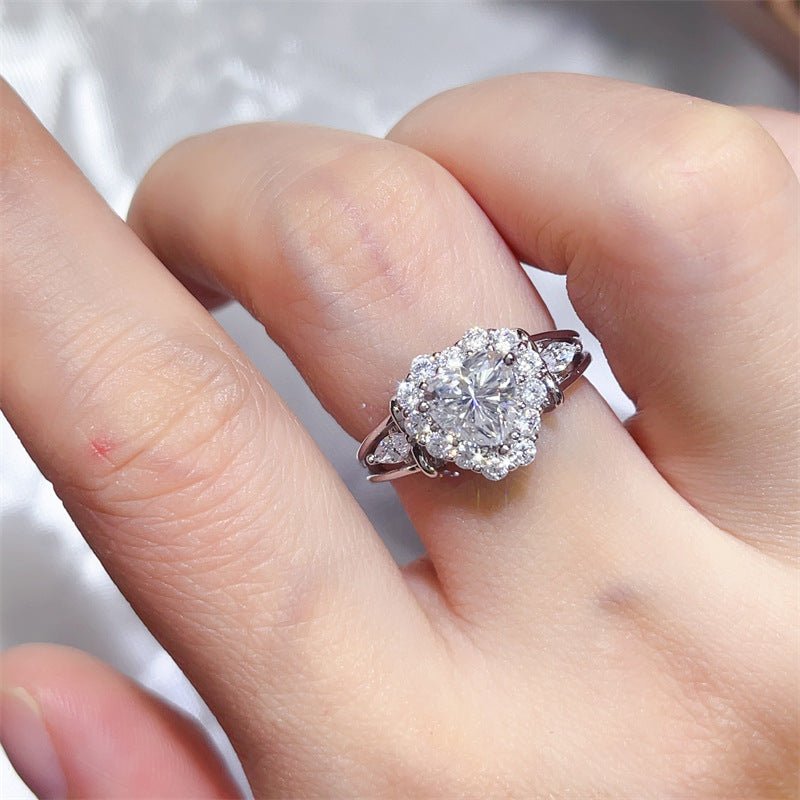 1 Carat Heart Cut Moissanite Halo Ring for Women – Geometric Engagement, Promise or Wedding Ring – view 4