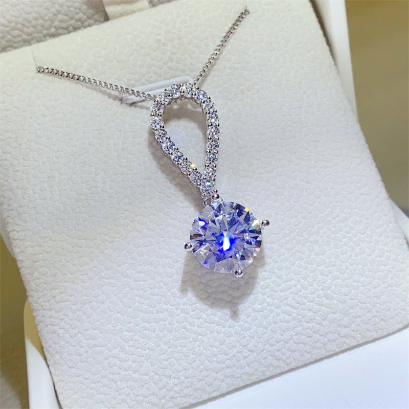 925 Silver Moissanite Pendant Necklace for Women, Round Solitaire Drop Necklace, Office & Commuter Style, 1CT 2CT 3CT 5CT Options – view 4