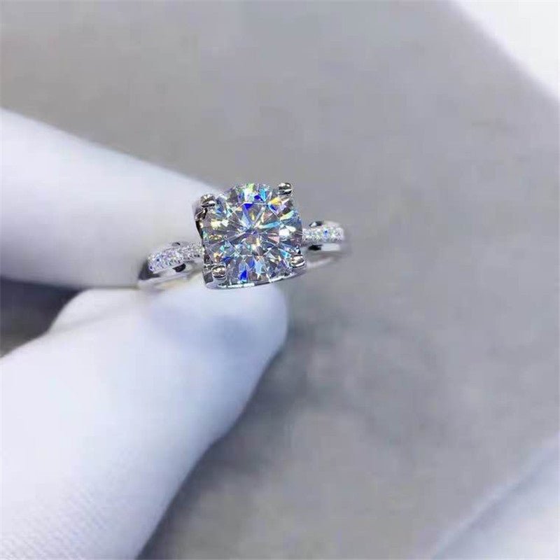 Moissanite Engagement Ring for Women, Round Solitaire Ring, 0.5ct-3ct – view 4