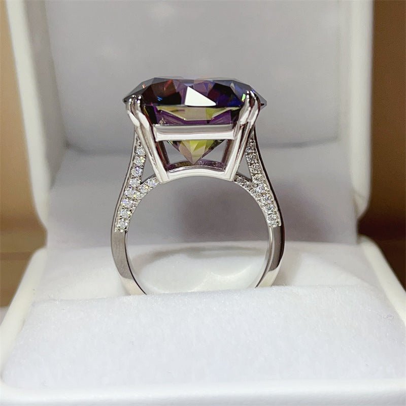 Purple Moissanite Ring for Women, Oversized Round Cut Geometric U-Shaped Statement Ring – view 4