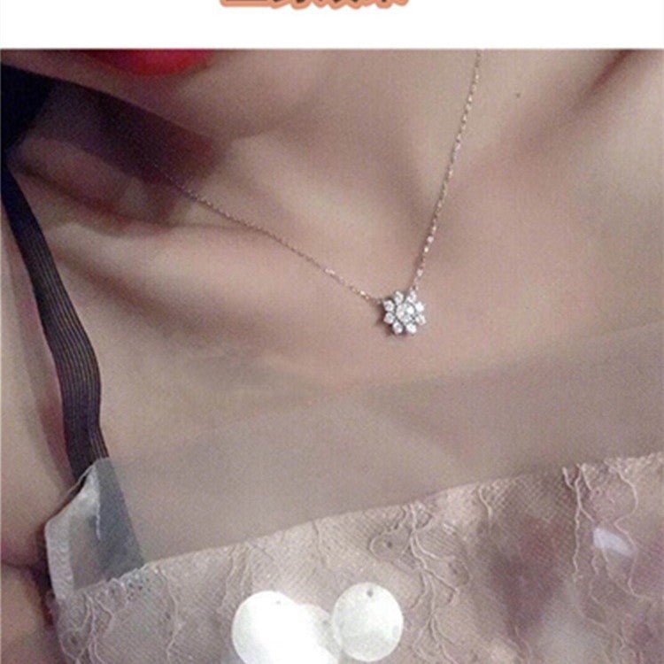 Flower Pendant Necklace, Sparkling Floral Clavicle Chain, Moissanite Style Gift – view 4