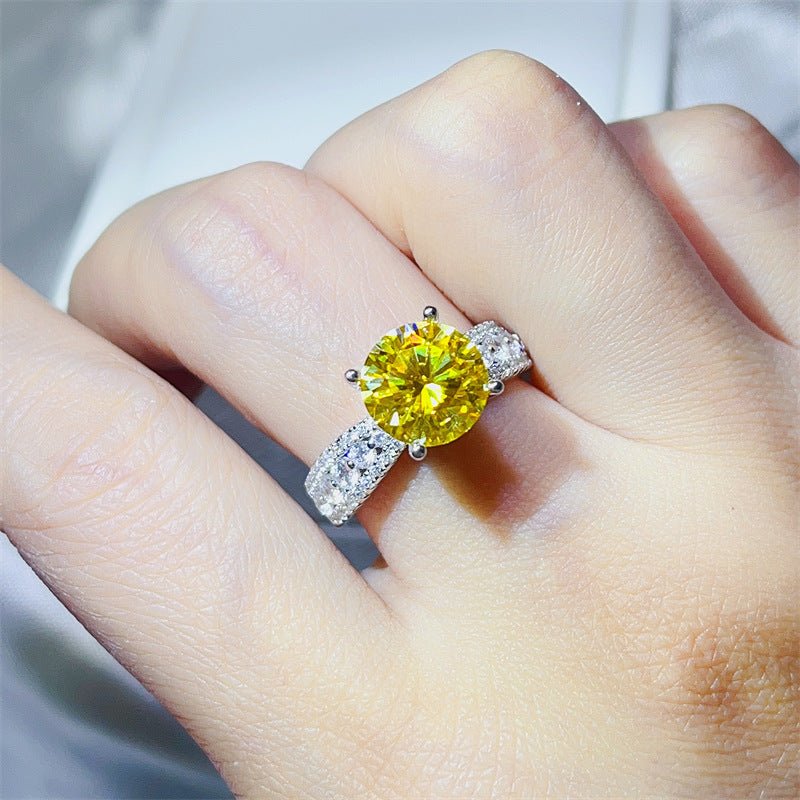 Yellow Moissanite Ring for Women, 2 Carat or 3 Carat Engagement Style Halo Ring – view 4