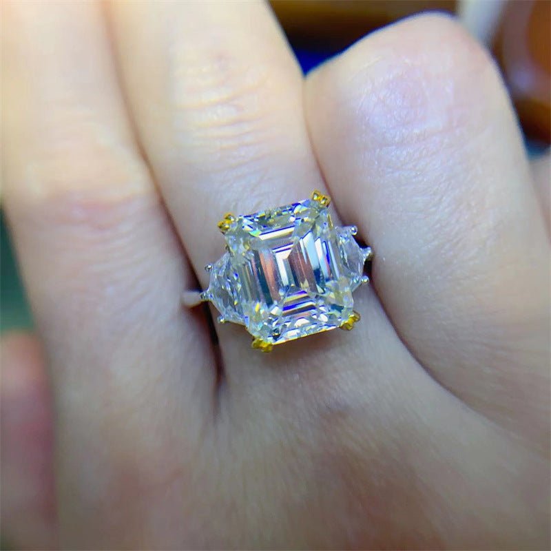 5 Carat Emerald Cut Moissanite Ring, D Color, Geometric Women's Ring, Sizes 9-19 – view 4
