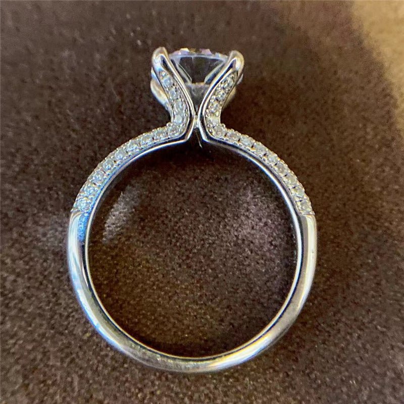Moissanite Ring for Women, Sparkling Solitaire Pavé Band Ring, Gift for Her – view 4