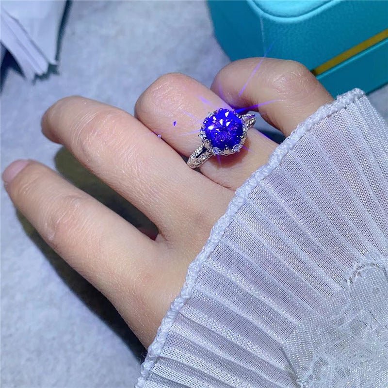 Purple Moissanite Ring 2 Carat, U-Shaped Prong Setting, Womens Statement Ring, Sizes 8-20 – view 4