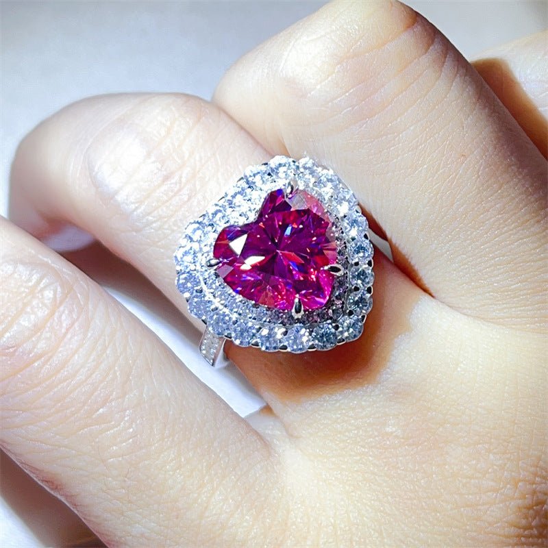 Pink Heart 5 Carat Moissanite Halo Ring for Women – view 4