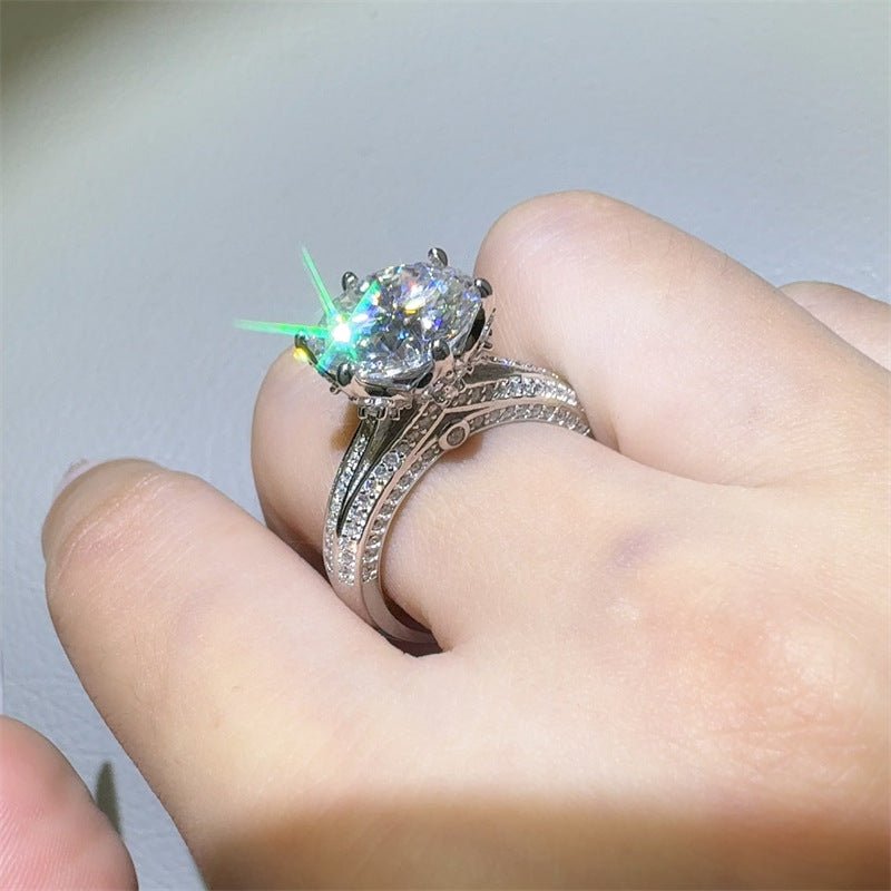 5 Carat Moissanite Ring for Women, Halo Style Split Shank Engagement Ring – view 4