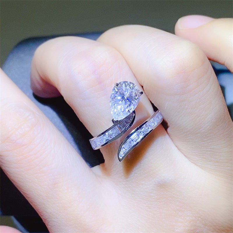 Pear Shaped Moissanite Wrap Ring for Women, Geometric Engagement Ring, 1 Carat 2 Carat 3 Carat – view 4