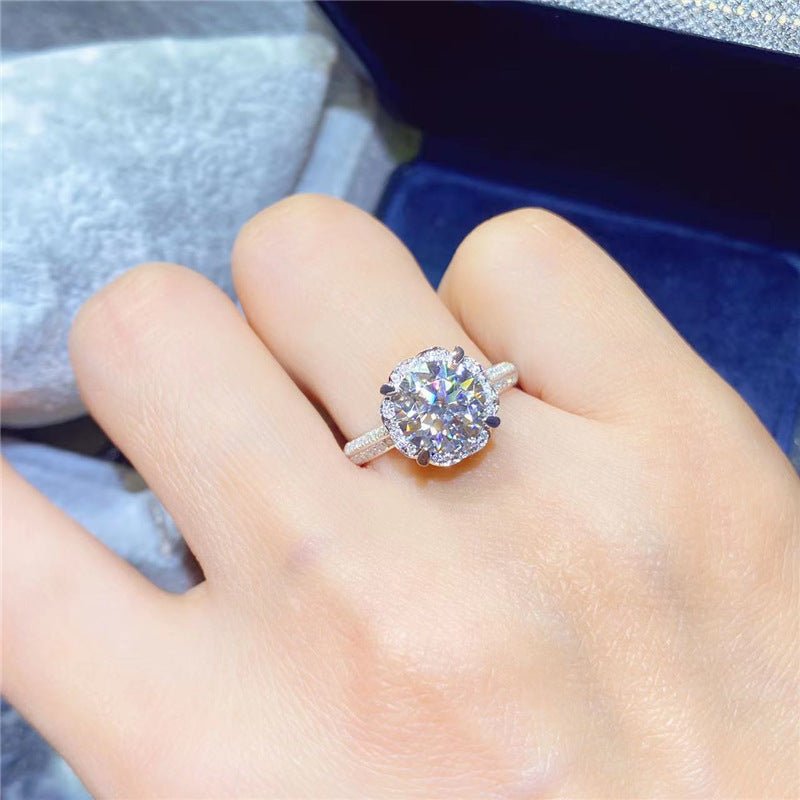 VVS Moissanite Crown Halo Ring for Women, Adjustable Engagement Ring – view 4