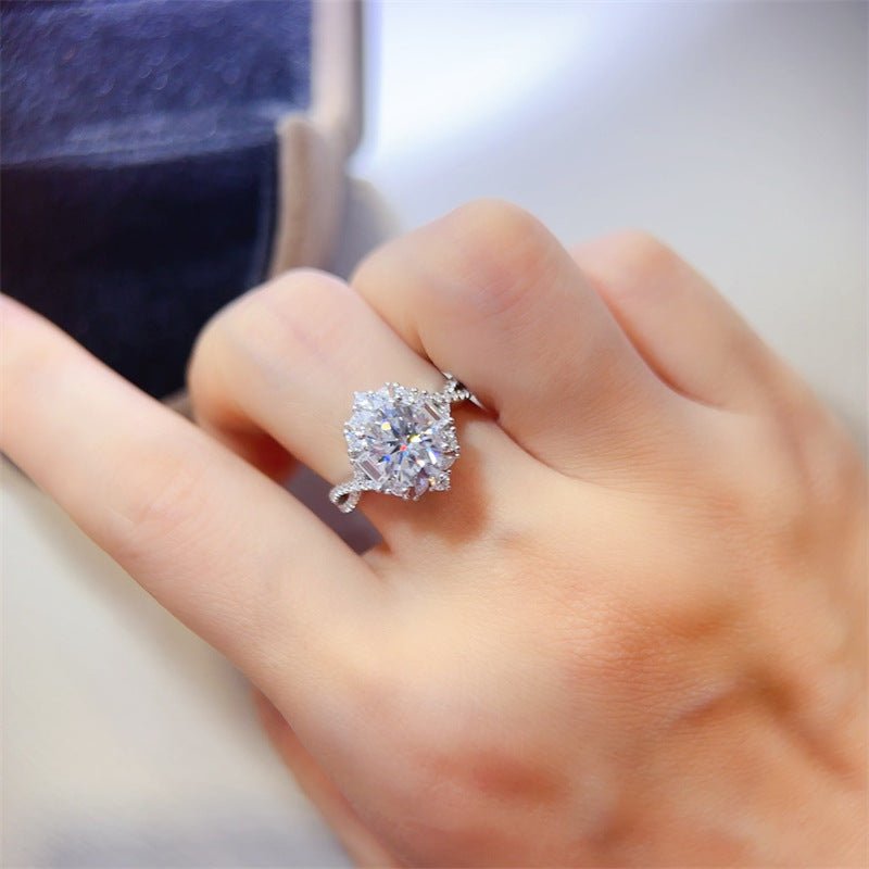 Oval Moissanite Halo Ring 2 Carat Engagement Ring for Women – view 4