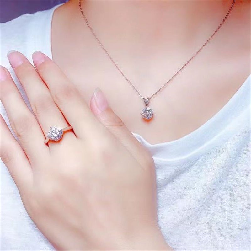Round Moissanite Pendant Necklace, D Color VVS1 Halo Sparkle – view 4