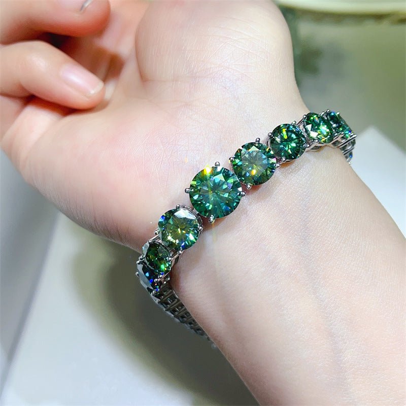 Green Moissanite Tennis Bracelet for Women - Round Cut Statement Bracelet, 15cm 16cm 17cm 18cm – view 4