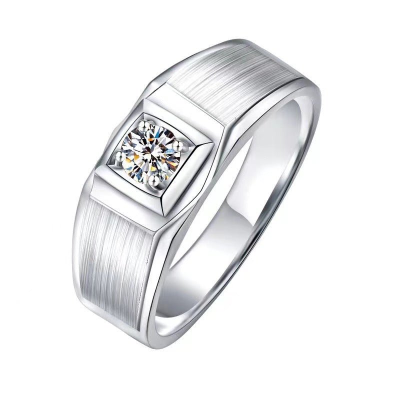 Men's 1 Carat Square-Set Moissanite Ring – image 4