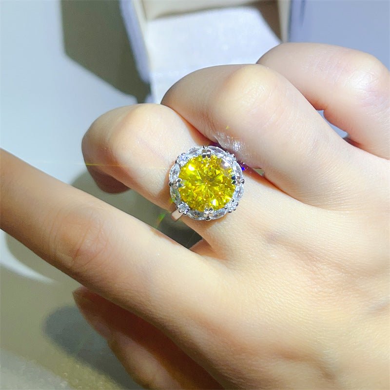 5 Carat Colored Moissanite Halo Ring for Women, Round Micro Pave Engagement Ring, U Shape Band, Sizes 9-20 – view 4