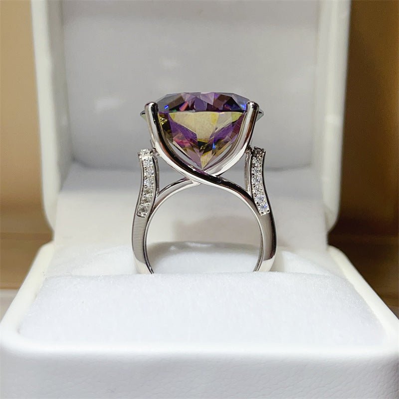 Purple Moissanite Ring for Women – Oversized Round Solitaire Statement Engagement Style Ring – view 4