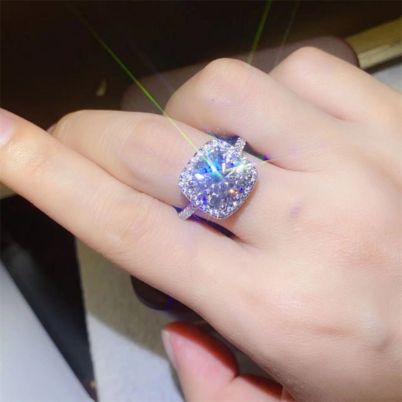 5 Carat Cushion Cut Moissanite Halo Ring for Women, Geometric Engagement Ring, Sizes 9-20 – view 4
