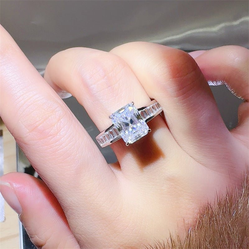 3 Carat Radiant Cut Moissanite Ring with Baguette Side Accents for Women – view 4