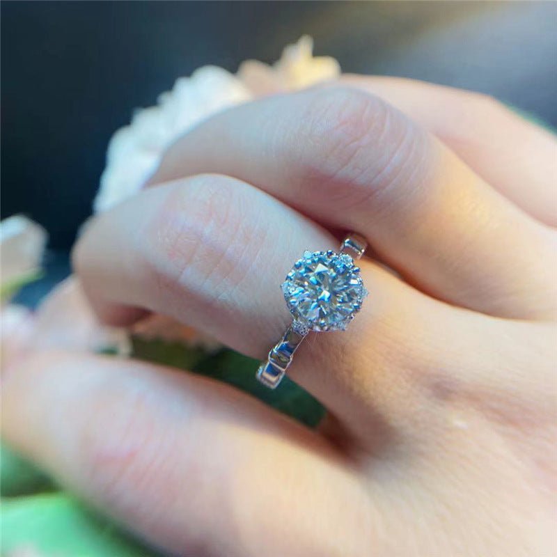 PT950 Platinum Floral Moissanite Halo Ring for Women – view 4
