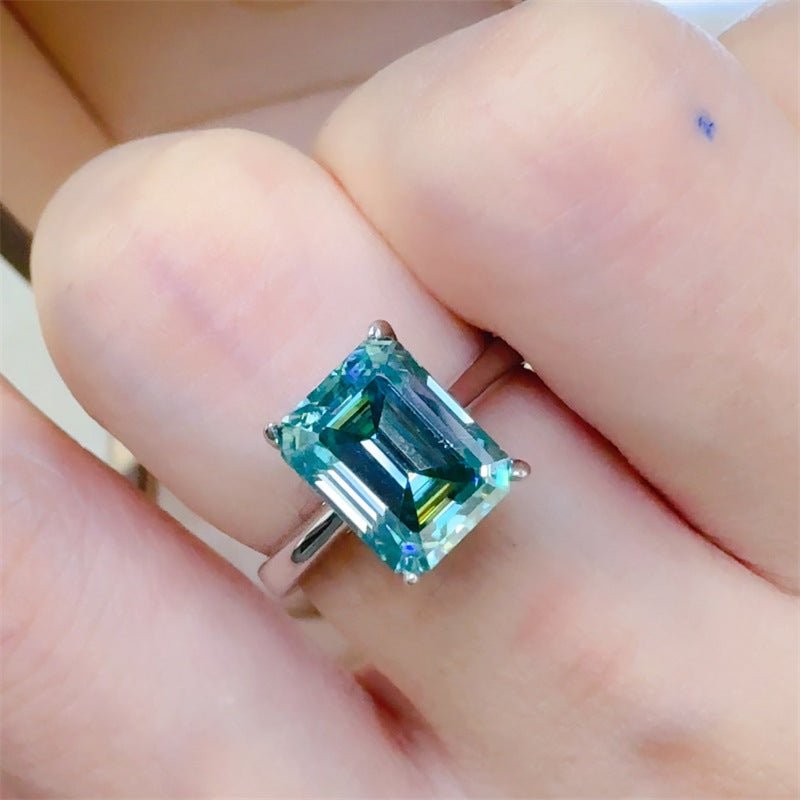 Mint Green Moissanite Ring for Women, Emerald Cut Solitaire Engagement Ring, 1 Carat 2 Carat 3 Carat 5 Carat – view 4