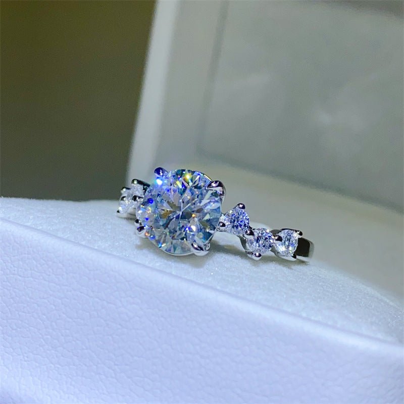 2 Carat VVS Moissanite Ring for Women, Round Solitaire Engagement Ring with Side Stones – view 4