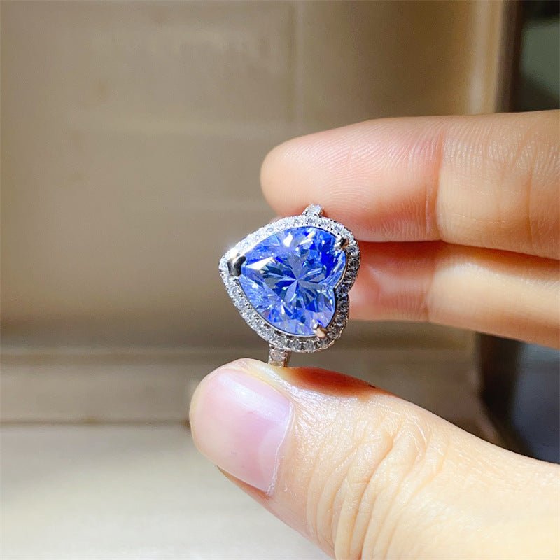 5 Carat Heart Moissanite Halo Ring for Women, Pave Engagement Ring – view 9
