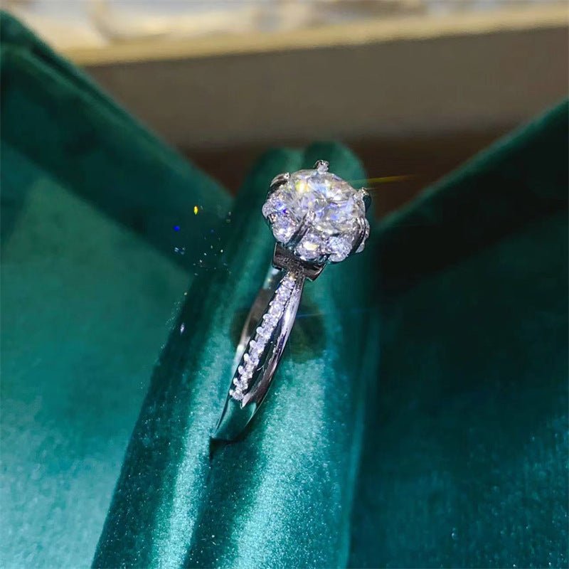 1 Carat Moissanite Ring for Women, U-Shape Pavé Engagement Ring, Solitaire Promise Ring – view 4