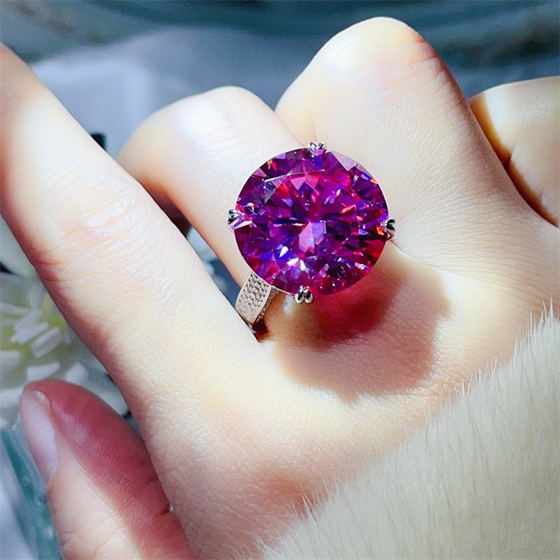 Pink Moissanite Halo Ring for Women, Oversized Geometric Statement Engagement Ring – view 4