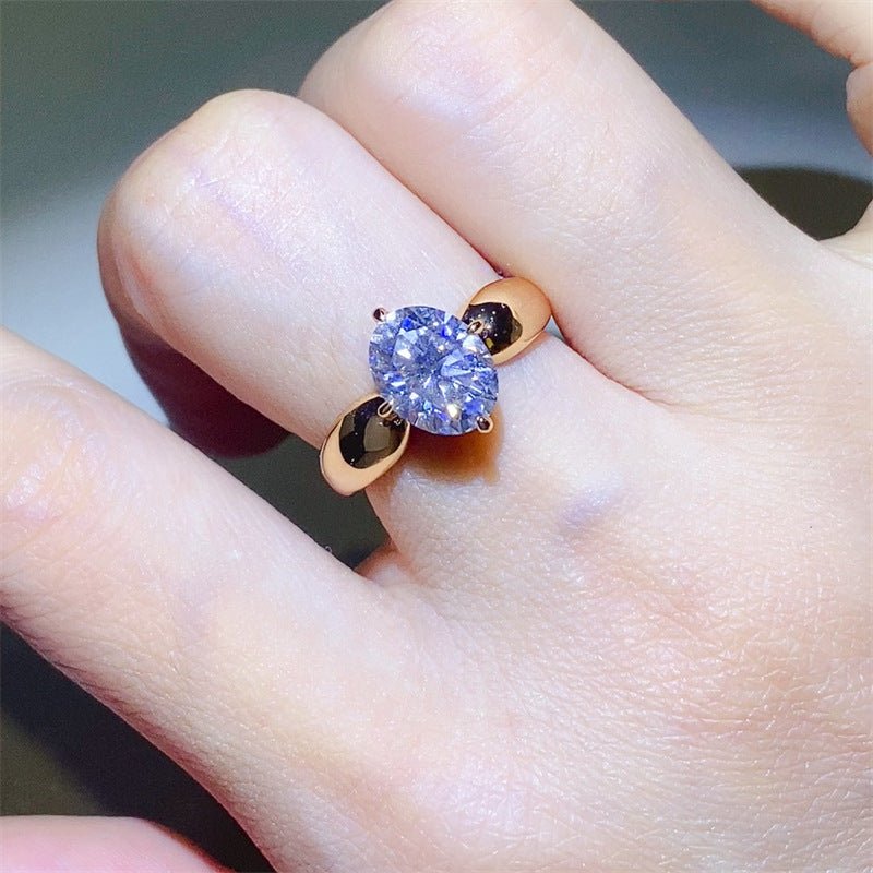 2 Carat Moissanite Ring for Women, Oval Solitaire Engagement Ring in Rose Gold Tone, Vintage-Inspired Promise Ring – view 4