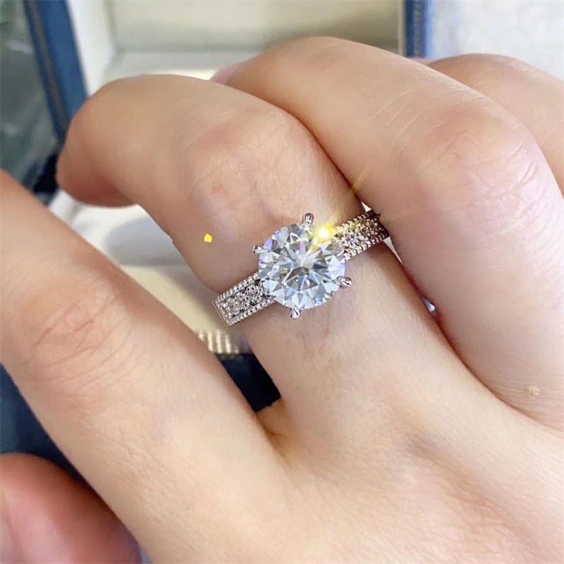 2 Carat Moissanite Ring for Women, Round Solitaire Engagement Ring with Side Stones – view 4