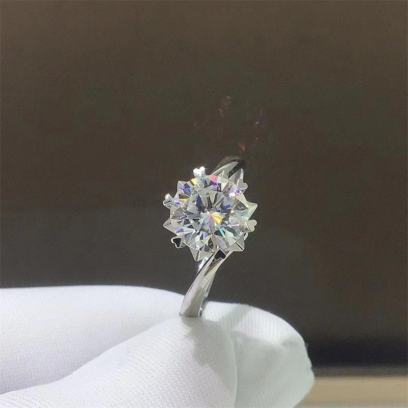 Moissanite Ring for Women, Six-Prong Solitaire Engagement Ring, Wave Band U-Shape Promise Ring, 0.5 to 5 Carat – view 4