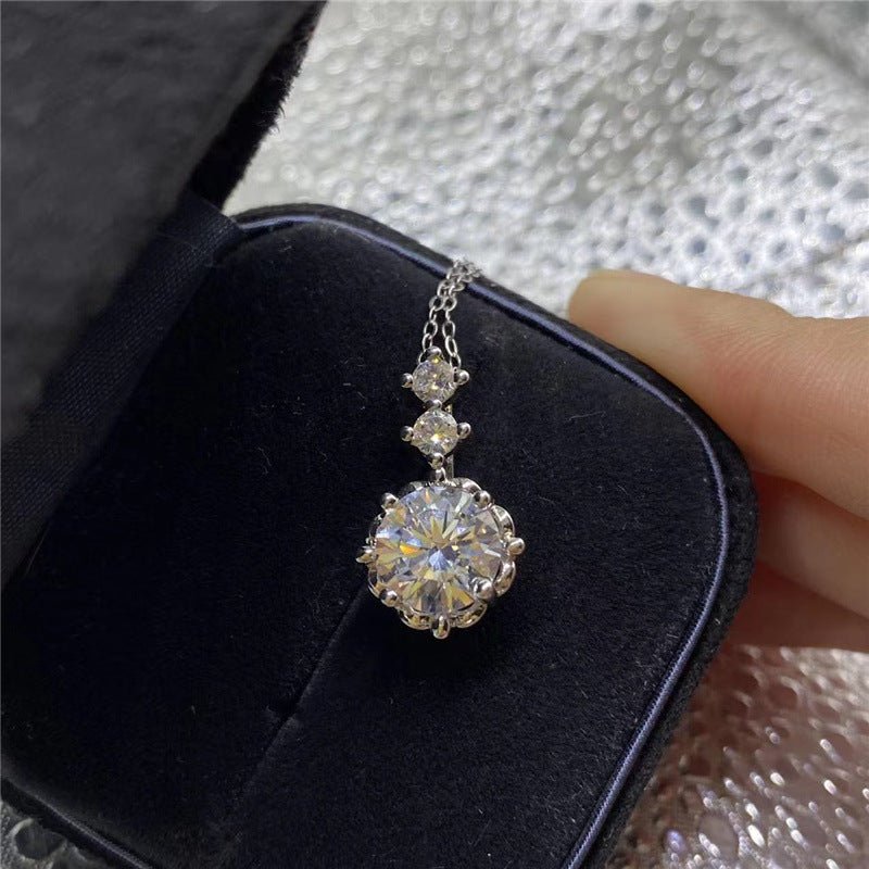 Moissanite Pendant Necklace, Round Cut Sparkle Pendant, 1ct 2ct Options – view 4