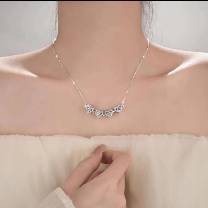 Four Leaf Clover Moissanite Pendant Necklace for Women - Round Stone Collarbone Chain Gift Jewelry – view 4