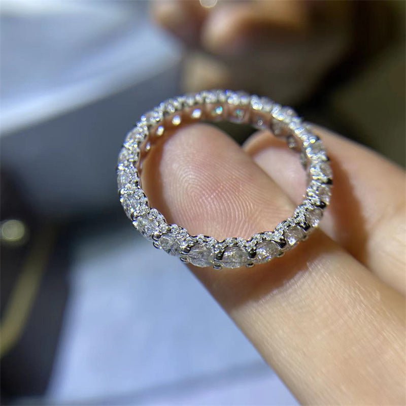 Moissanite Full Eternity Ring, Polished Stackable Band, Wedding Promise Engagement Ring – view 4