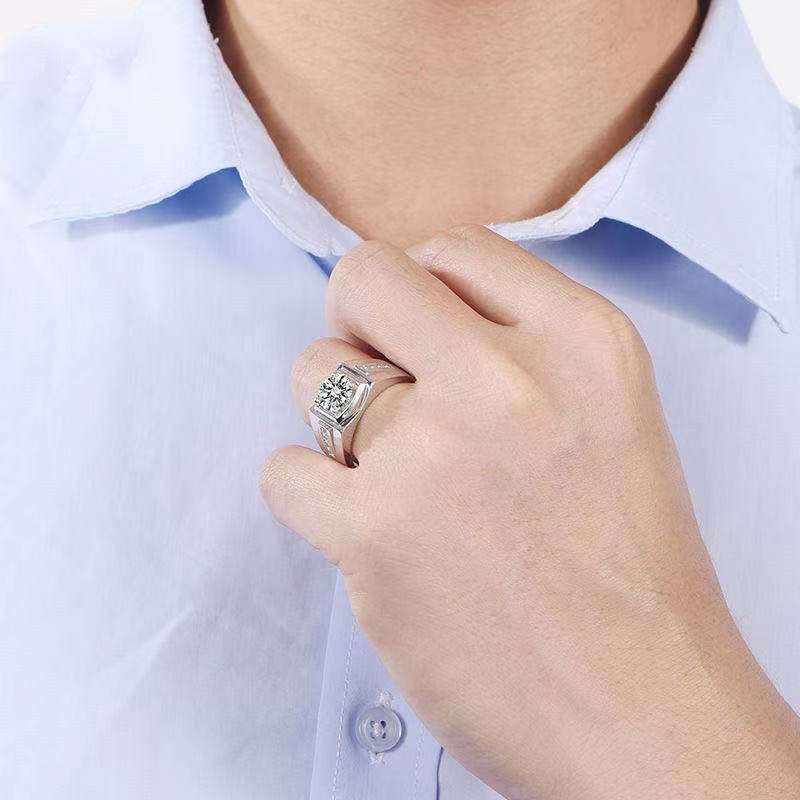 Men’s Square Moissanite Solitaire Ring – image 4