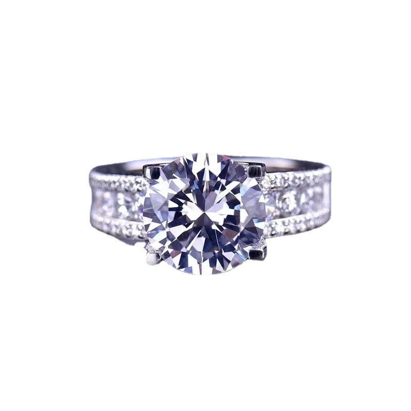 Round-Cut Moissanite Ring with Pavé Band, Women’s Size 9-19 – view 5
