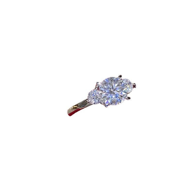 Moissanite Ring for Women, Round Floral Three-Stone Promise Engagement Ring, 1ct/2ct Options, Sizes 9-19 – view 5