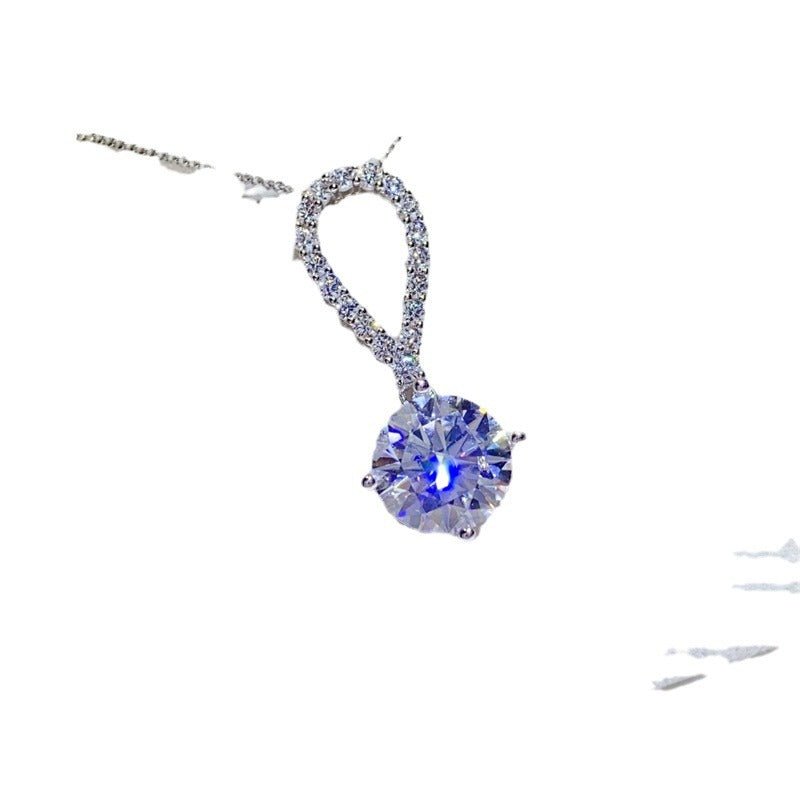 925 Silver Moissanite Pendant Necklace for Women, Round Solitaire Drop Necklace, Office & Commuter Style, 1CT 2CT 3CT 5CT Options – view 5