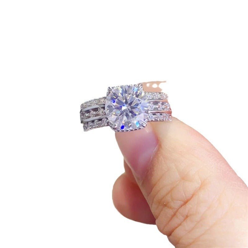 2 Carat Moissanite Ring for Women, Round Cut Split Shank Halo Engagement Ring – view 5