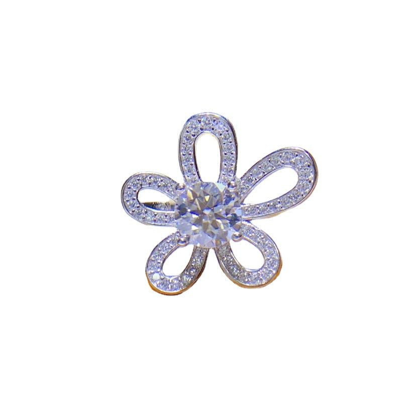 Moissanite Flower Ring for Women, 1 Carat Floral Engagement Ring, Promise Wedding Ring – view 5