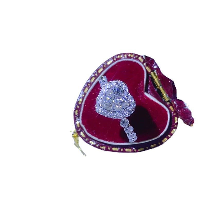 Heart-Shaped Moissanite Ring for Women, Halo Promise Ring, Size 8-19 – view 5