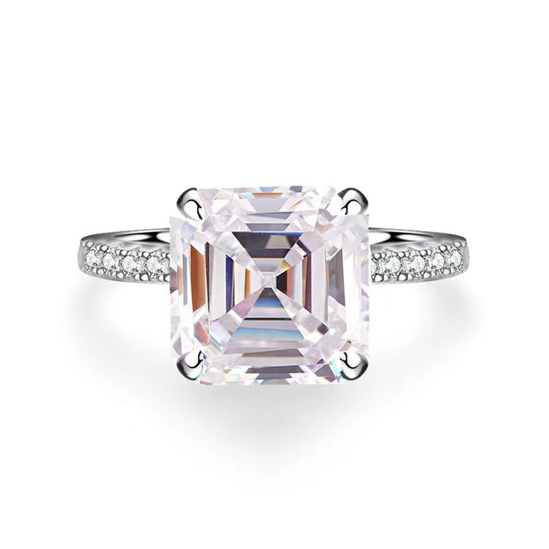 Asscher Cut Moissanite Ring for Women – Emerald-Style Solitaire Engagement Ring, 1 Carat 2 Carat 3 Carat 5 Carat, Sizes 9-20 – view 5