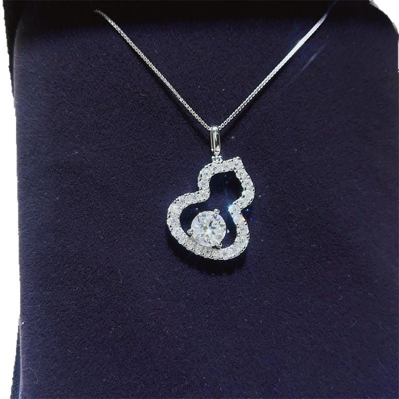 925 Silver Moissanite Gourd Pendant Necklace for Women – view 5